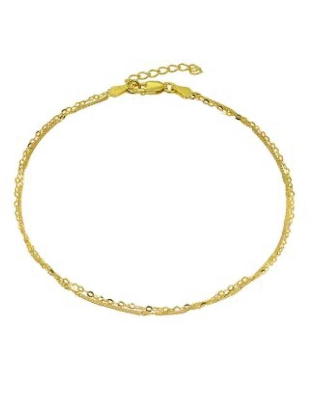 Giani Bernini 18K Gold Over Sterling Silver 2 Row Chain Anklet NWT $60 Italy